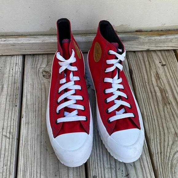 LIKE NEW- CONVERSE ALL STAR Hi-Top RED Lugged Sneakers Size M8.5/W10.5 - Picture 4 of 13